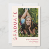 モダンシンプル縦型写真卒業 招待状 (正面)