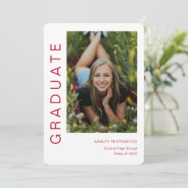 モダンシンプル縦型写真卒業 招待状