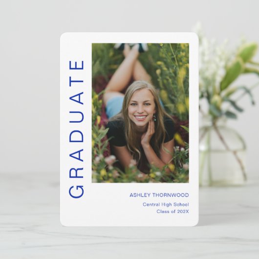 モダンシンプル縦型写真卒業 招待状 (スタンド正面)