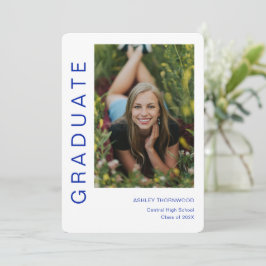 モダンシンプル縦型写真卒業 招待状