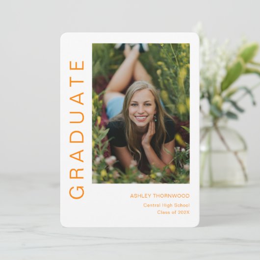 モダンシンプル縦型写真卒業 招待状 (スタンド正面)