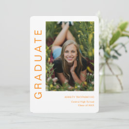 モダンシンプル縦型写真卒業 招待状