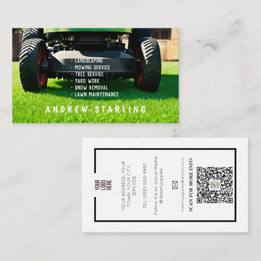 モダンシンプル芝刈り・園芸サービス 名刺 (正面/裏面)