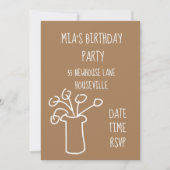 モダンシンプル花スタイリッシュパーティー 招待状 (正面)