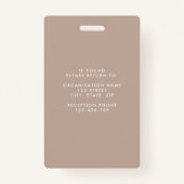 モダンシンプル茶企業の写真ID バッジ (裏面)