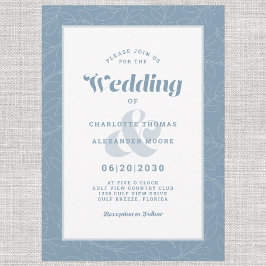 モダンシンプル葉抽象芸術パターン |ほこりっぽい青 招待状