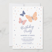 モダンシンプル蝶誕生日招待状 招待状 (正面)