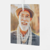 モダンシンプル記念カスタム写真 ガラスオーナメント (正面左)