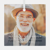 モダンシンプル記念カスタム写真 ガラスオーナメント (正面)