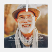 モダンシンプル記念カスタム写真 ガラスオーナメント (裏面)