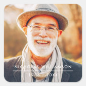 モダンシンプル記念カスタム写真 スクエアシール (正面)