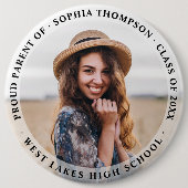 モダンシンプル誇りを持った親の大学院写真 | ヘビーホワイト 缶バッジ (正面)