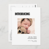 モダンシンプル誕生写真 ポストカード (正面/裏面)