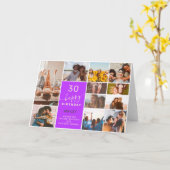 モダンシンプル誕生日パープル12フォトコラージュ カード (黄色い花)