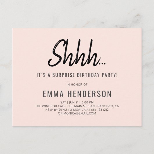 モダンシンプル誕生日 インビテーションポストカード (正面)