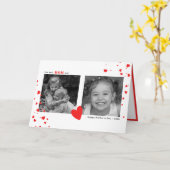 モダンシンプル赤いハート母の日の写真カスタム写真 カード (黄色い花)