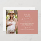 モダンシンプル赤ちゃんシャワーフォトサーモン インビテーションポストカード (正面/裏面)