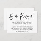 モダンシンプル赤ちゃんシャワーブックリクエストカードハート エンクロージャーカード (正面/裏面)