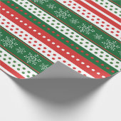 モダンシンプル赤と緑のクリスマスストライプ ラッピングペーパー (角)