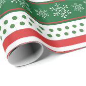 モダンシンプル赤と緑のクリスマスストライプ ラッピングペーパー (ロールコーナー)