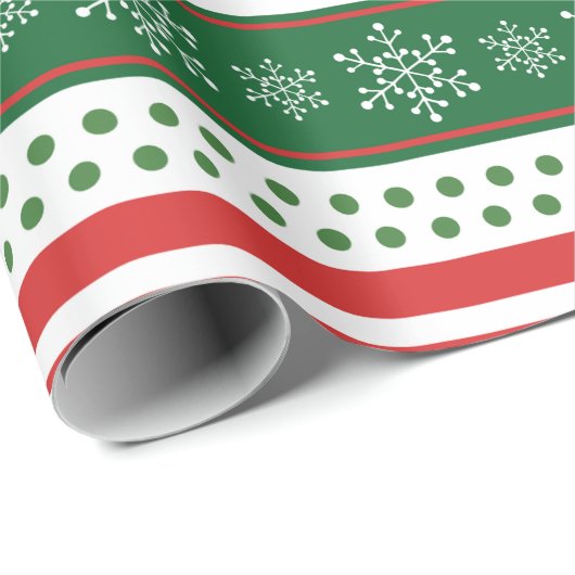 モダンシンプル赤と緑のクリスマスストライプ ラッピングペーパー (ロールコーナー)