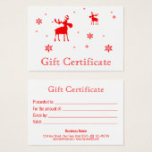 モダンシンプル赤ムース雪の結晶ギフトカード (正面&裏面)