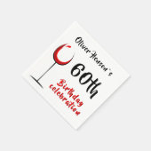 モダンシンプル赤ワイングラス60th誕生日パーティー スタンダードカクテルナプキン (角)