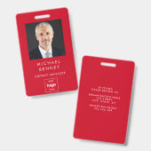 モダンシンプル赤企業の写真ID バッジ (正面＆裏面)