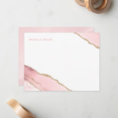モダンシンプル赤面エレガントピンクアゲート ノートカード (正面/裏面インサイチュ)