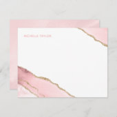 モダンシンプル赤面エレガントピンクアゲート ノートカード (正面/裏面)
