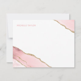 モダンシンプル赤面エレガントピンクアゲート ノートカード