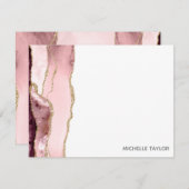 モダンシンプル赤面エレガントピンクアゲート ノートカード (正面/裏面)