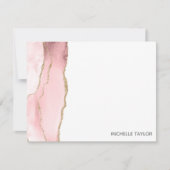 モダンシンプル赤面エレガントピンクアゲート ノートカード (正面)
