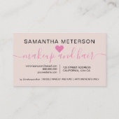 モダンシンプル赤面ピンクのスクリプトメイク10 ロイヤリティカード (裏面)