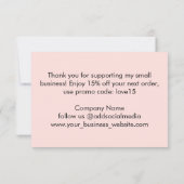 モダンシンプル赤面ピンクカスタム サンキューカード (裏面)