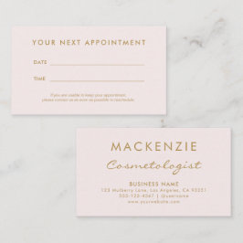 モダンシンプル赤面ピンクサロン 予約カード