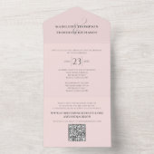 モダンシンプル赤面ピンク | QRコードRSVP オールインワン招待状 (内側)