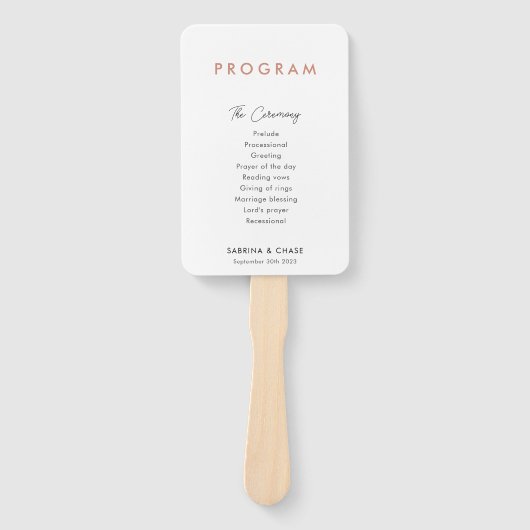 モダンシンプル赤面結婚式 プログラム ハンドファン (正面)