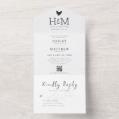 モダンシンプル農場葉QRコード結婚s オールインワン招待状 (内側)