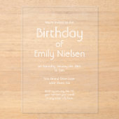 モダンシンプル透明誕生日招待状 アクリル招待状 (正面)