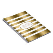 モダンシンプル金ゴールドと白ストライプ ノートブック (右側)