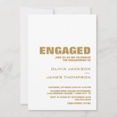 モダンシンプル金ゴールドと白婚約パーティ 招待状 (正面)