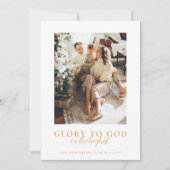 モダンシンプル金ゴールドと緑の写真クリスマス シーズンカード (正面)