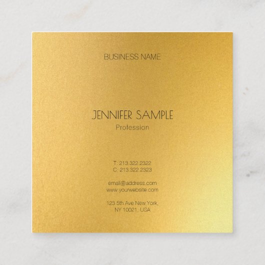 モダンシンプル金ゴールドエレガントグラムテンプレートラグジュアリー スクエア名刺 (裏面)