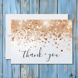 モダンシンプル金ゴールドシーケンスグリッタースクリプトありがとう サンキューカード