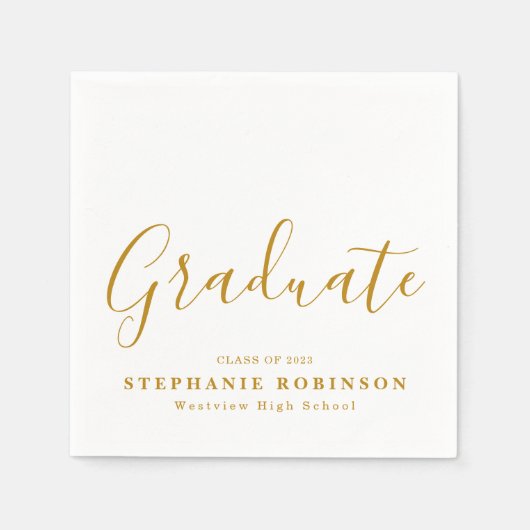 モダンシンプル金ゴールドスクリプト卒業パーティー スタンダードカクテルナプキン (正面)