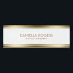 モダンシンプル金ゴールドストライプ縁ど 名札<br><div class="desc">モダンエレガントシンプルミニマルスタイルストライプ金ゴールドの上と下白、の背景色の個人名カスタム前とタイトル。</div>