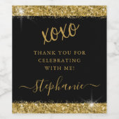 モダンシンプル金ゴールドブラックXOXOありがとう ワインラベル (シングルラベル)