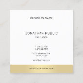 モダンシンプル金ゴールドホワイトプロフェッショナルエレガント クール スクエア名刺 (裏面)