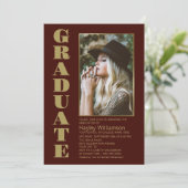 モダンシンプル金ゴールド写真卒業パーティー 招待状 (スタンド正面)